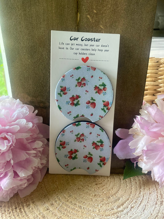Strawberries Car Coaster set
