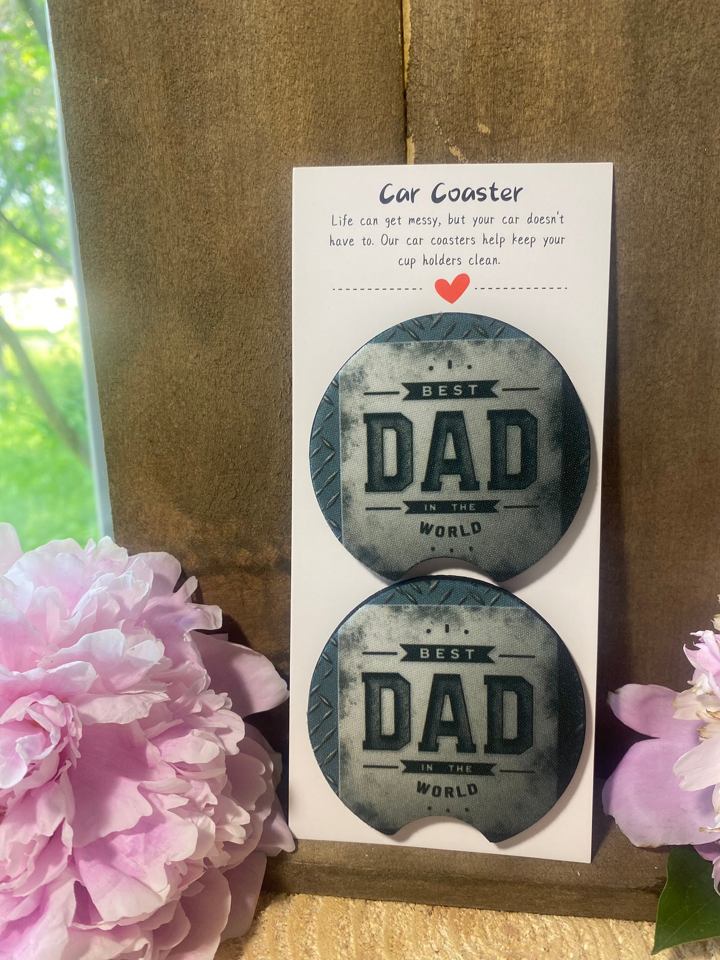 Best Dad in the World Steel Car Coaster set