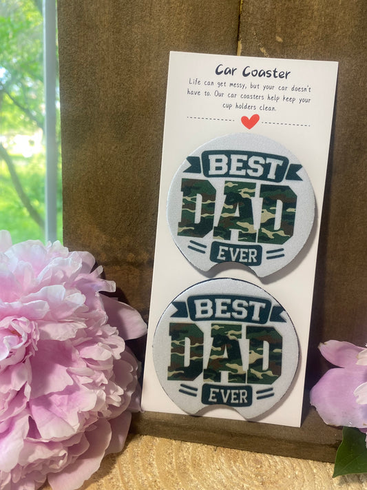 Best Dad Ever Camo Car Coaster set