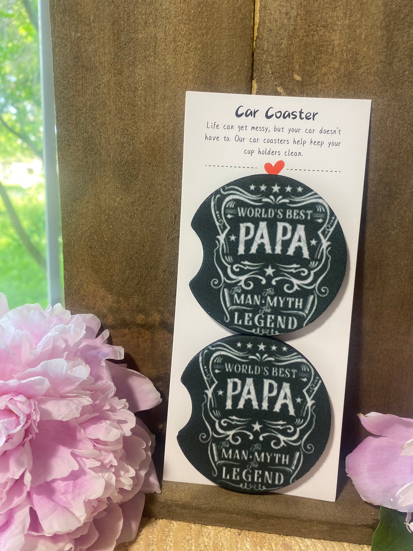 World's Best Papa Car Coaster set