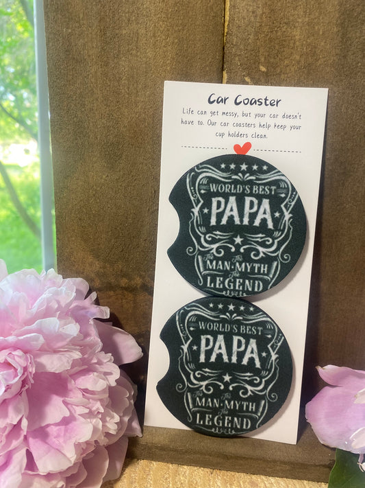 World's Best Papa Car Coaster set