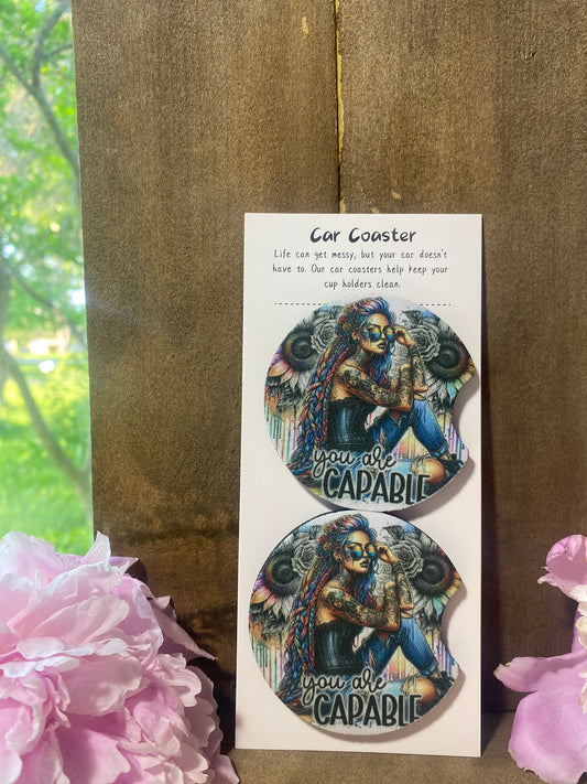 You are Capable Car Coaster set