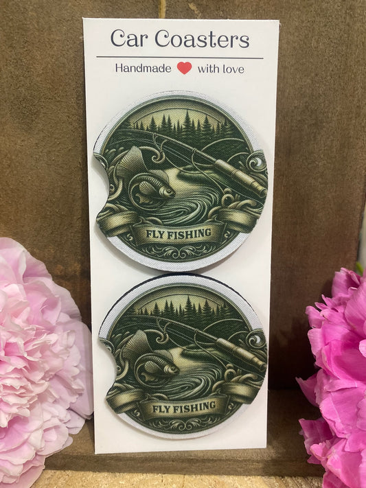 Fly Fishing Car Coaster set