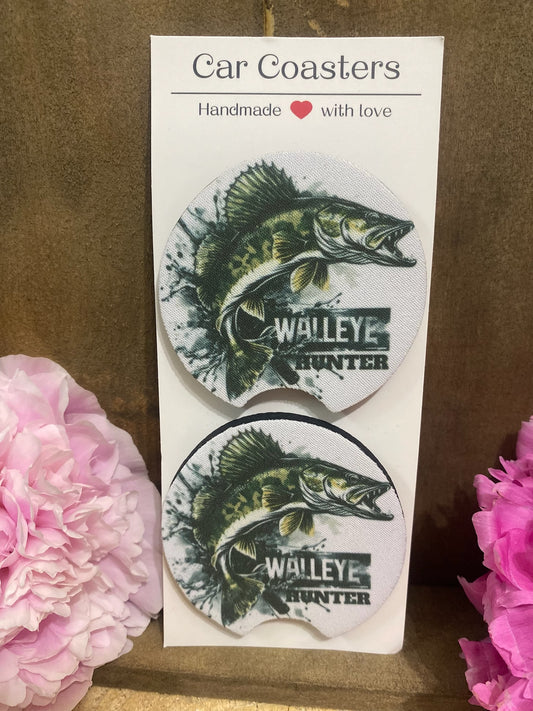 Walleye Hunter Car Coaster set