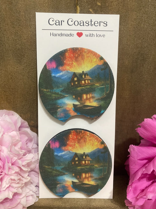 Lakeside Cabin Car Coaster set