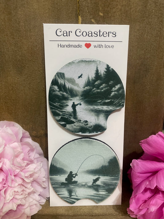 Fishing Car Coaster set Monocrome