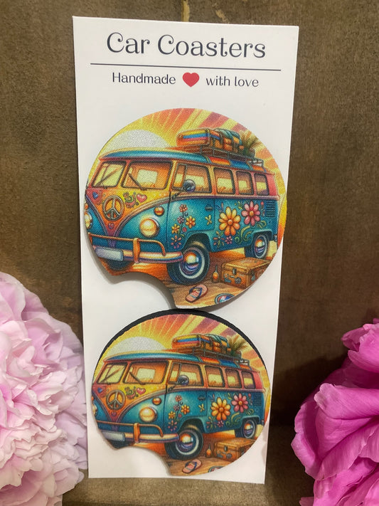 Hippie Van Car Coaster set