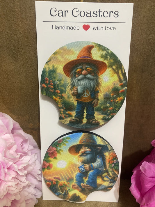 Hippie Gnome Coffee Break Car Coaster set