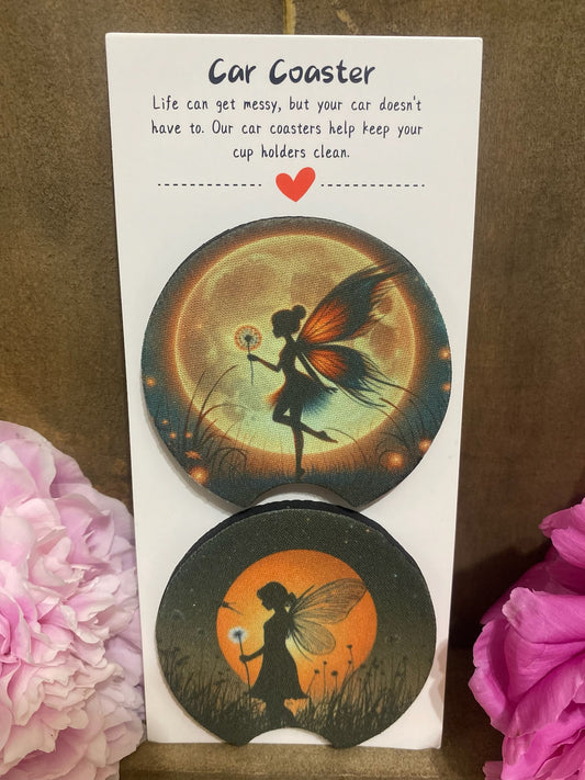 Fairy in Moonlight Car Coaster set
