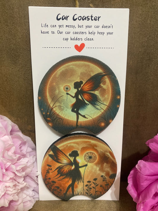 Fairy in Moonlight Car Coaster set