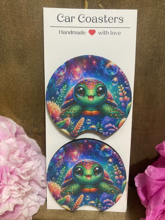 Sea Turtle in Ocean Car Coaster set