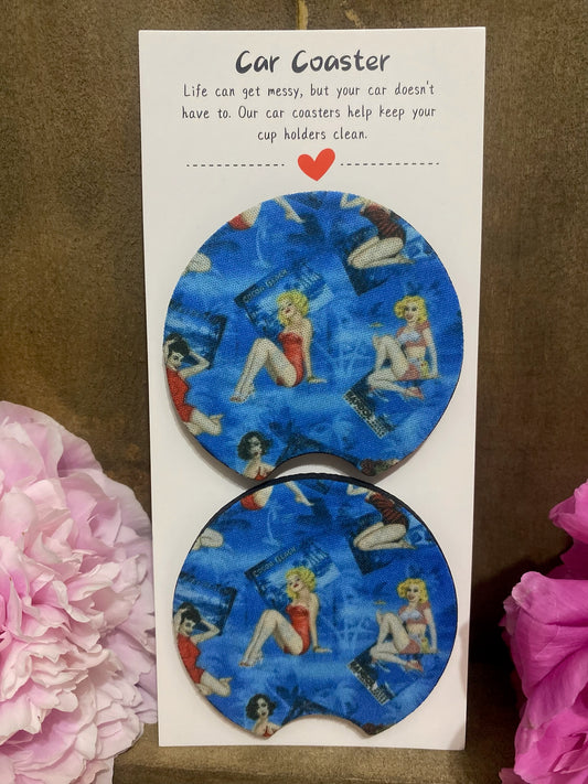 Summer Pin Up Ladies Car Coaster set
