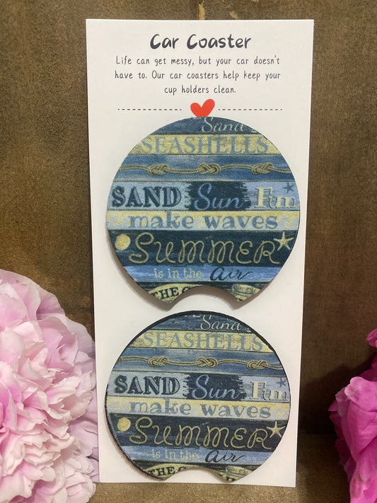 Coastal Wood Grain Car Coaster set