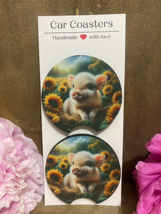 Piglet Sunflower Car Coaster set