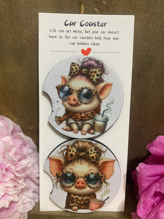 Miss Pig Coffee Car Coaster set
