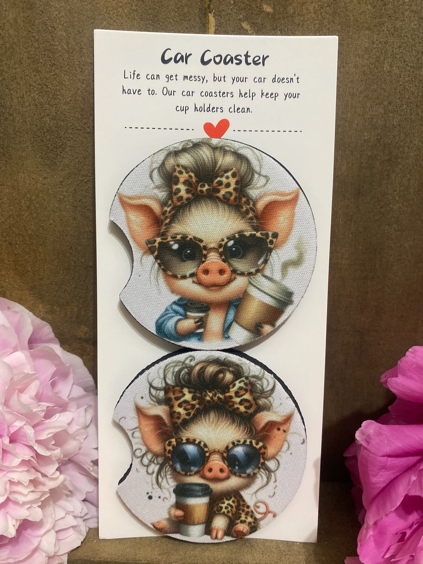 Miss Pig Coffee Car Coaster set