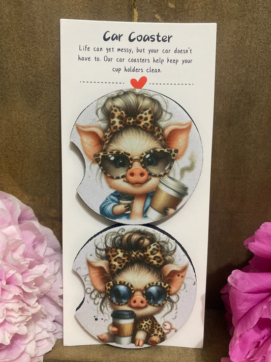 Miss Pig Coffee Car Coaster set