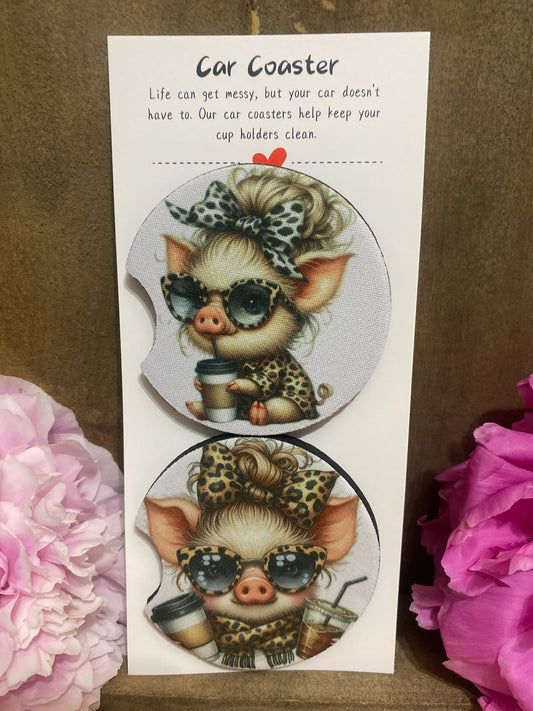 Miss Pig Coffee Car Coaster set