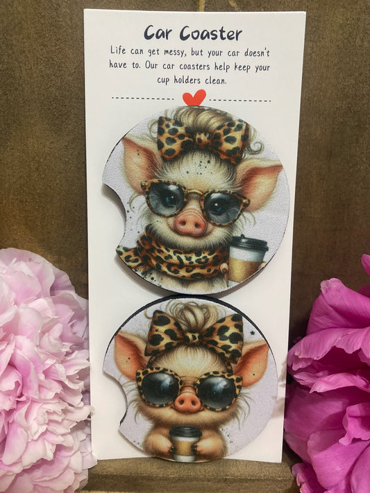 Miss Pig Coffee Car Coaster set