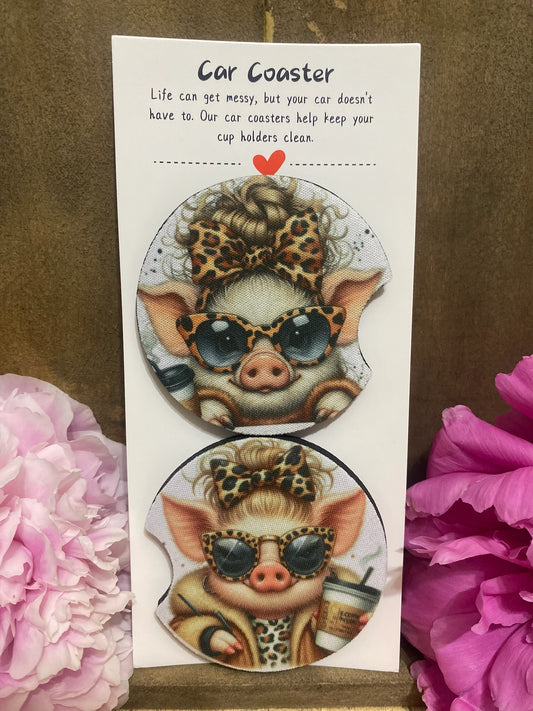 Miss Pig Coffee Car Coaster set