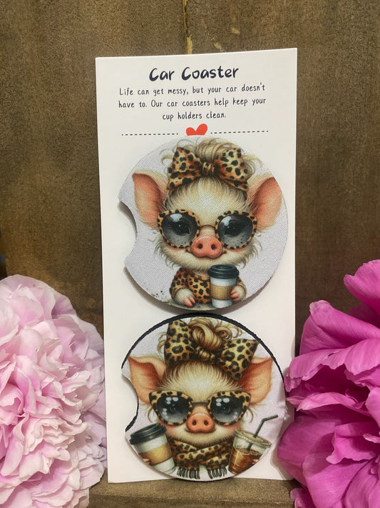 Miss Pig Coffee Car Coaster set