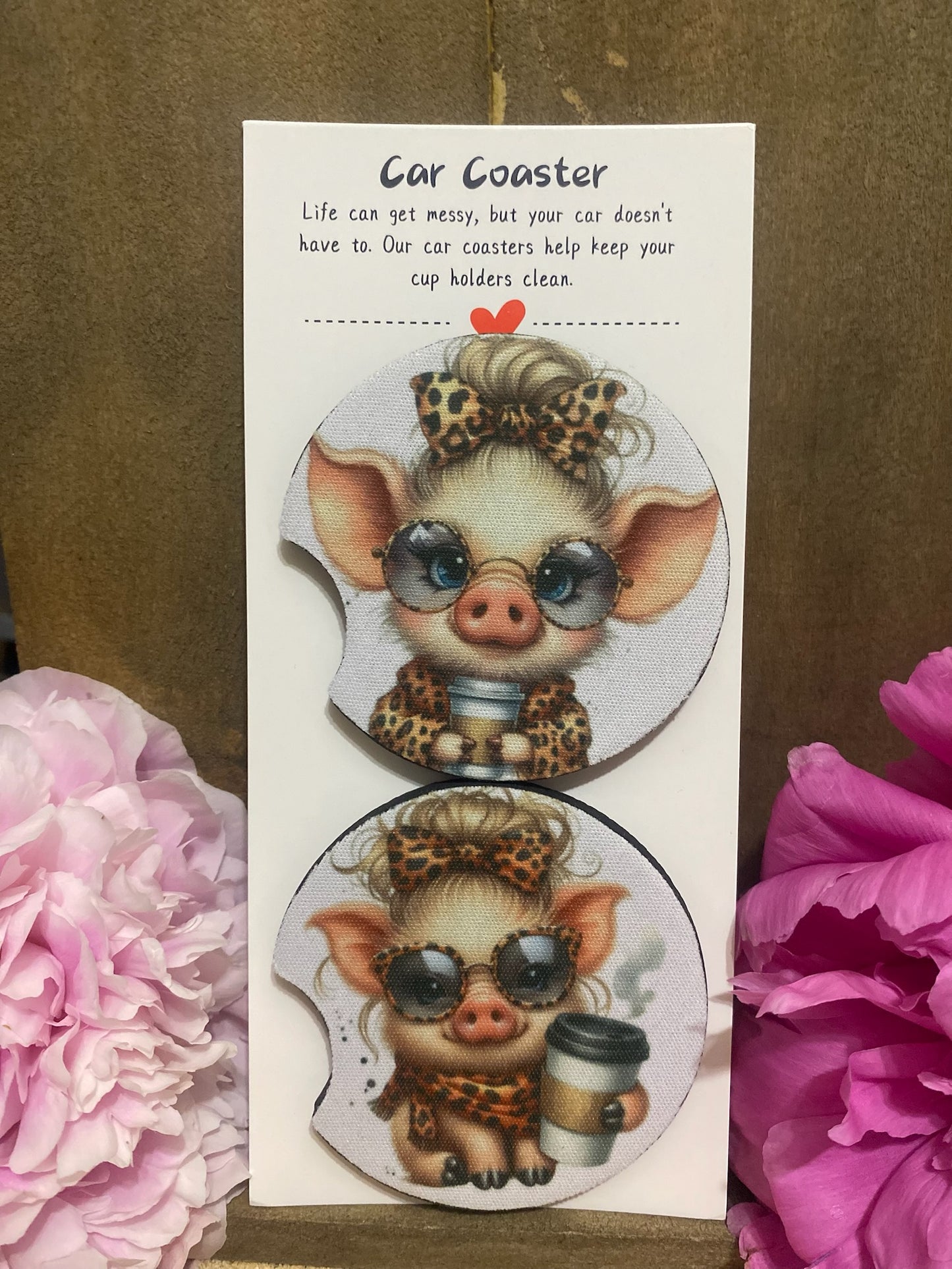 Miss Pig Coffee Car Coaster set