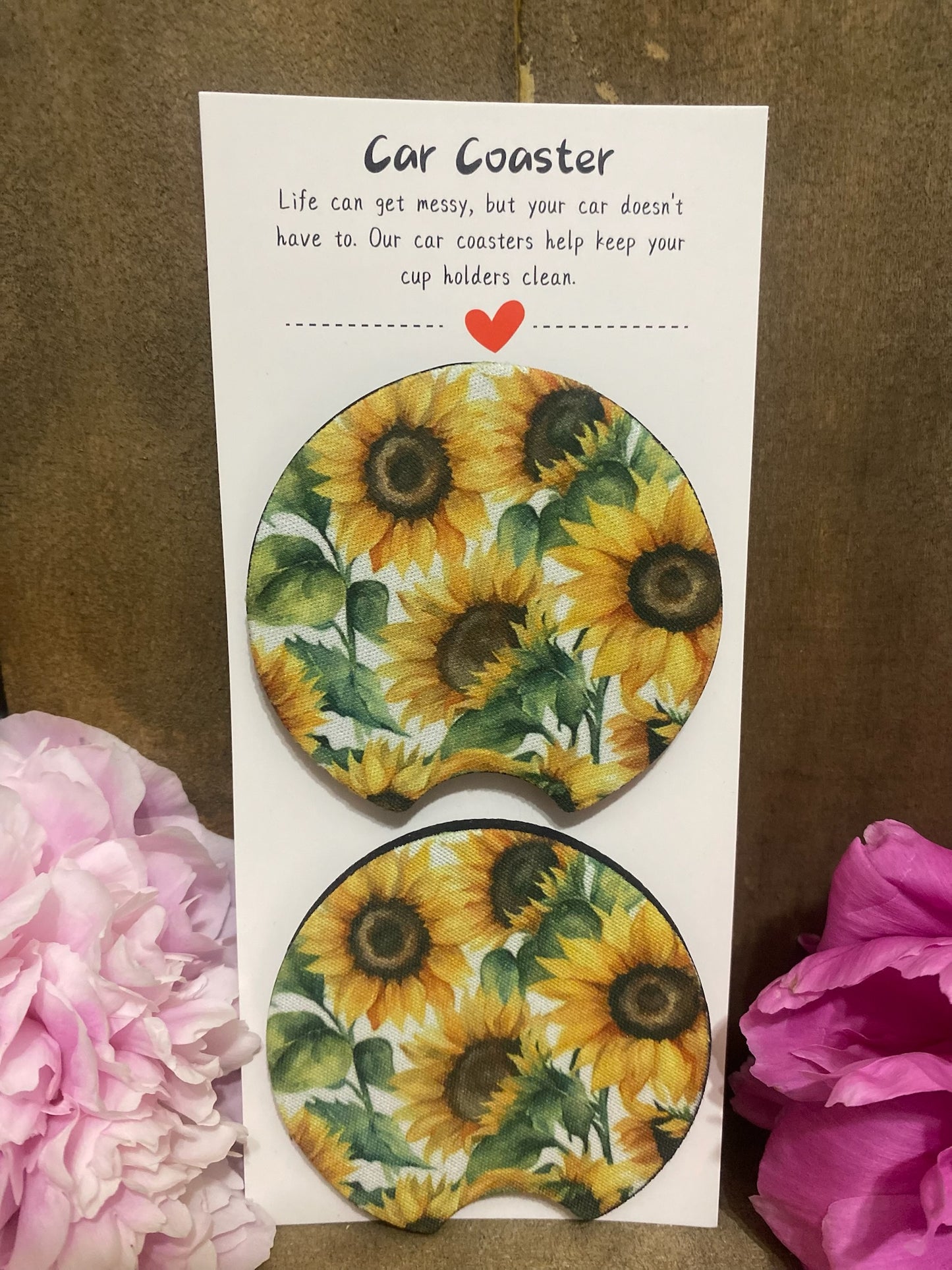 Sunflower Fields Car Coaster set