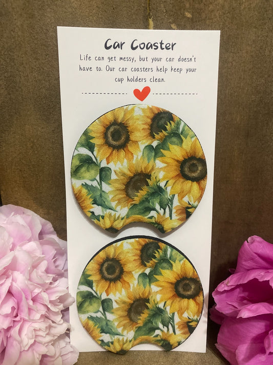 Sunflower Fields Car Coaster set
