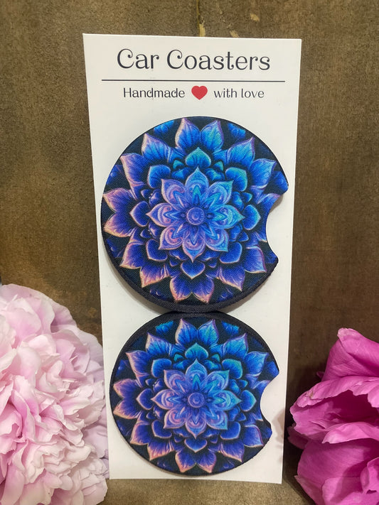 Neon Flower Car Coaster set