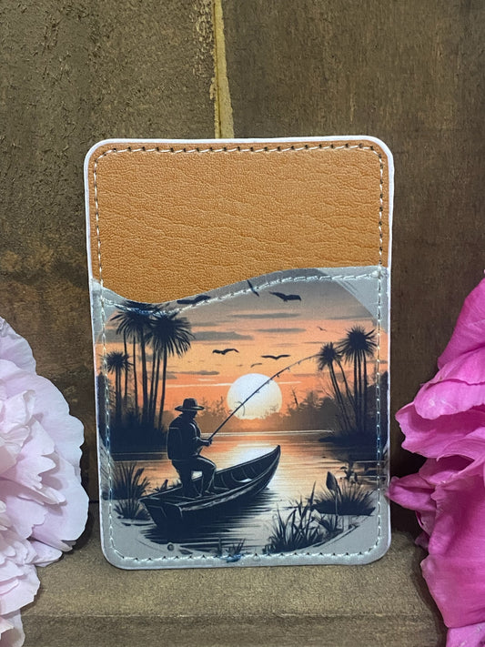 Fishing at Sunset Phone Card Wallet