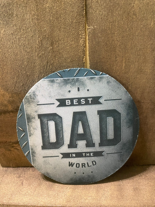 Best Dad in World Steel 4inch coaster