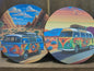 Hippie Van in Desert 4 inch coaster set