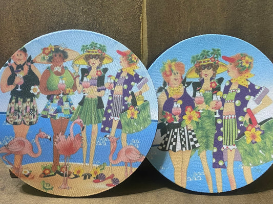 Beach Bound Grannies 4 inch coaster set