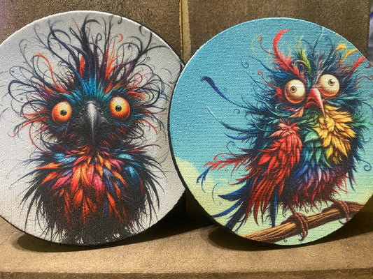 Loco birds 4" tabletop coaster set