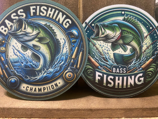 Bass Fishing 4 inch coaster set