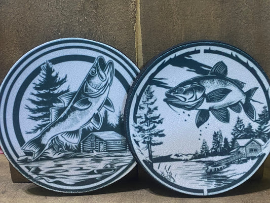 B & W Fishing 4 inch coaster set