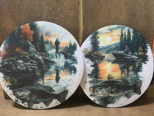 Fishing 3.75 inch coaster set