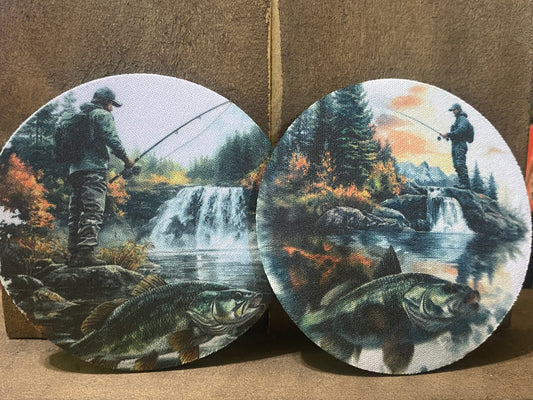 Fishing 3.75 inch coaster set