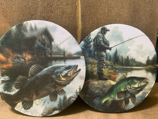 Fishing 3.75 in coaster set