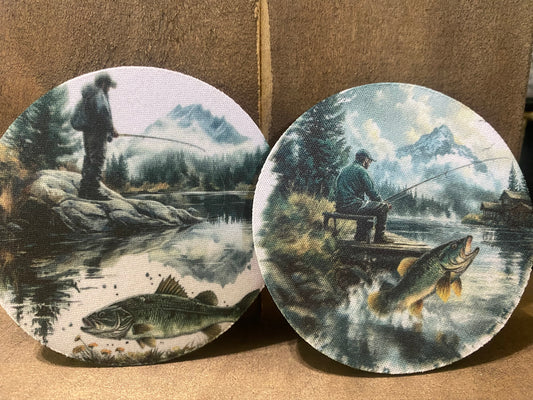 Fishing 3.75 in coaster set