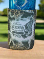 These burdens on my back have become Wings 12 oz. can Koozie
