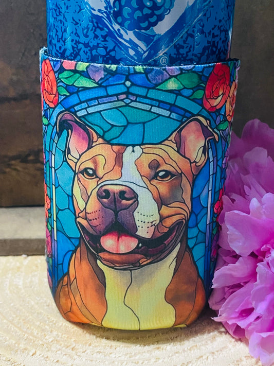 Pitbull Stained glass 12oz. can koozie