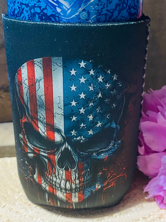 American Skull 12oz. can koozie