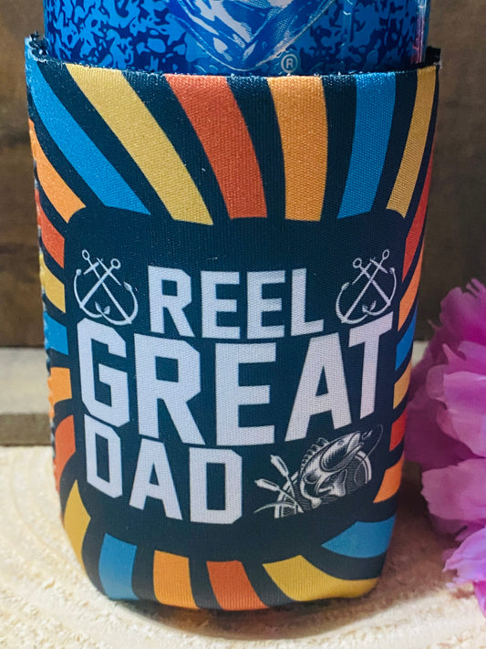 Reel Great Dad fishing 120z. can koozie