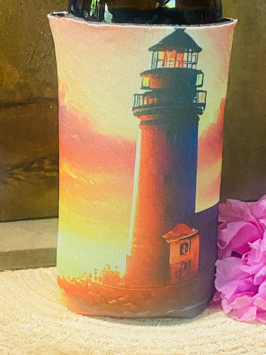Lighthouse @ Sunset slim can/ bottle koozie