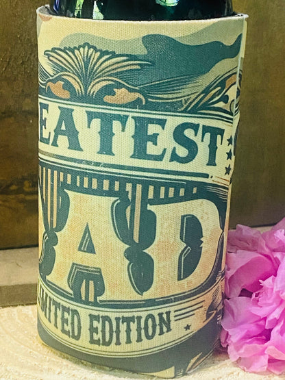 Greatest Dad Limited Edition slim can/ bottle koozie