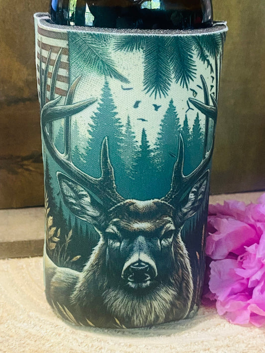 Buck hunting slim can/ bottle koozie