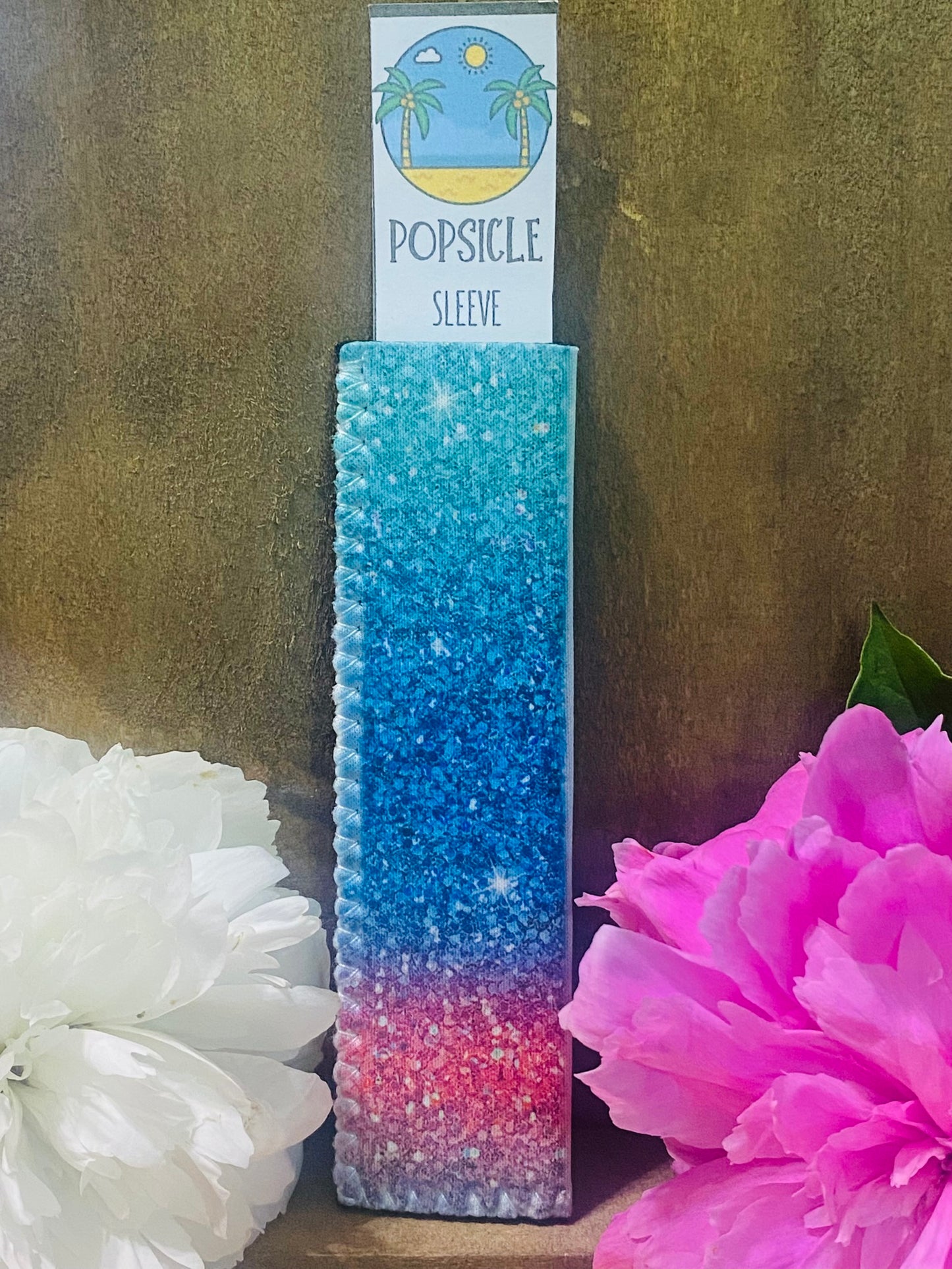 Freeze pop sleeve Teal, blue and pink glitter