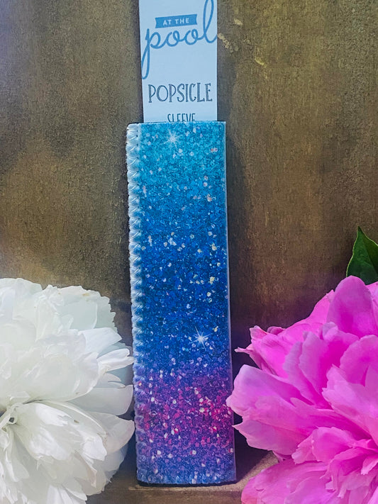 Freeze pop sleeve Teal, dark blue, purple glitter