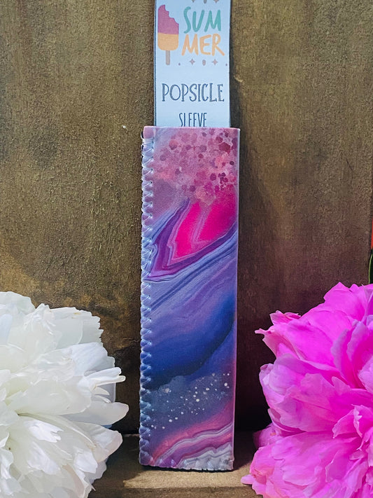 Freeze pop sleeve pink, purple, glitter geode
